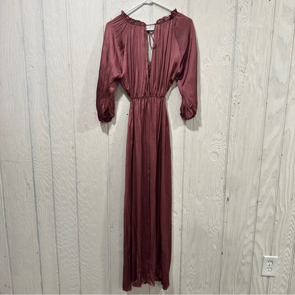 ZARA SS21 SATIN EFFECT MIDI CUT OUT DRESS MARSALA size S - Picture 8 of 10